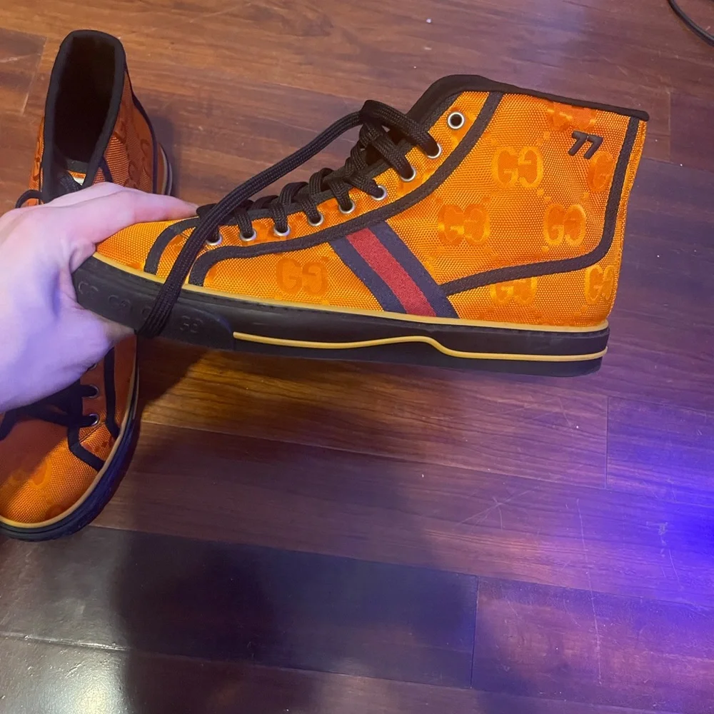 Orange high top Gucci Off The Grid Tennis 1997 collection - Picture 4 of 7